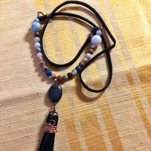 Boho Leather tassel necklace